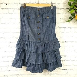 SIEVERGATE Strapless Ruffled Jean Dress Size S